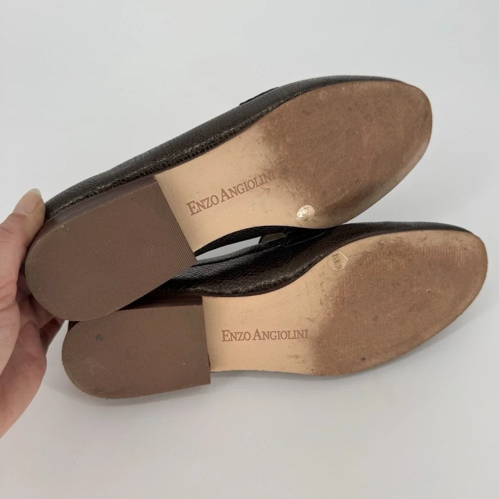 Enzo Angiolini Women's 8.5 Slip On Loafers Metallic‎ Bronze Leather Tatye